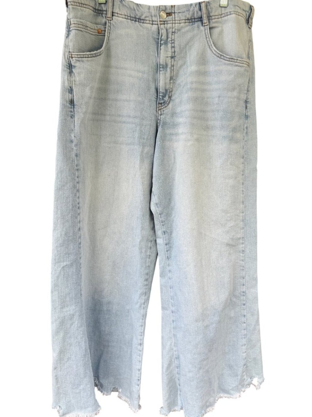 Anthropologie Pilcro Adi Jeans 32 Regenerative Cotton Wide Leg Raw Hem Flare